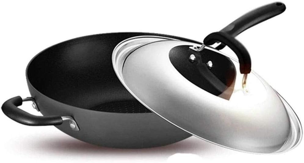 Wok antiadherente con tapa, compatible con inducción