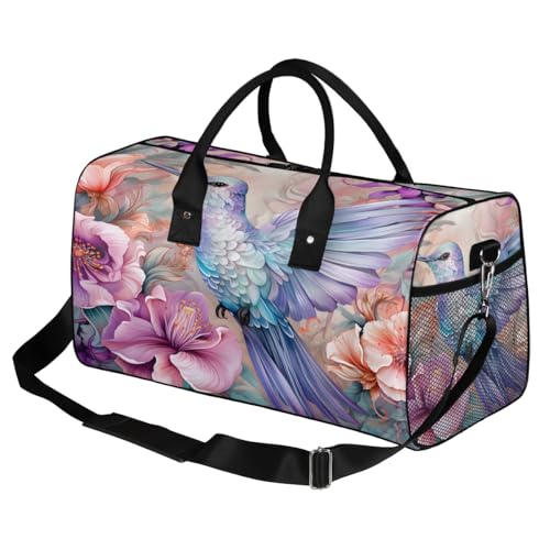 Hummingbird Flowers Travel Duffle Bag for Women Men Foldable Waterproof Weekender Bag Carry on Tote for Overnight Sports Gym Vintage Rustic Farmhouse2
