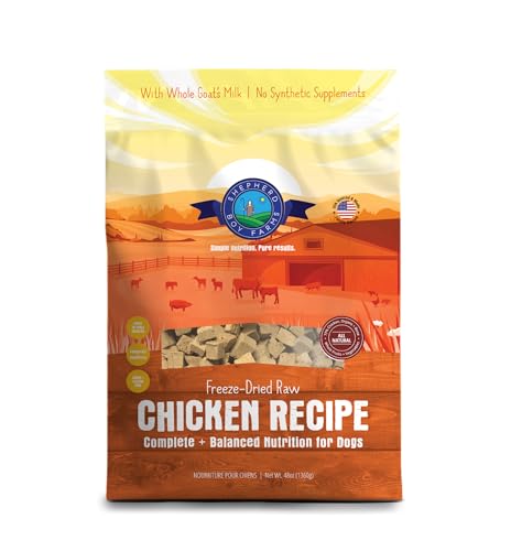 Shepherd Boy Farms Freeze Dried Raw Dog Food, Chicken Recipe, All Natural, No Synthetics, Made in USA with Goat's Milk & Organic Produce, High Protein, Complete Meal (48oz)