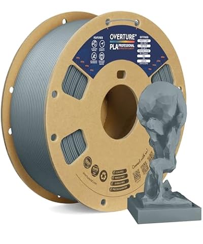 OVERTURE PLA Plus (PLA+) Filament 1.75mm, Stronger & More Durable, Professional Toughness 3D Printer Filament, 1kg (2.2lbs), Cardboard Spool, High Precision +/- 0.02mm (Light Grey)