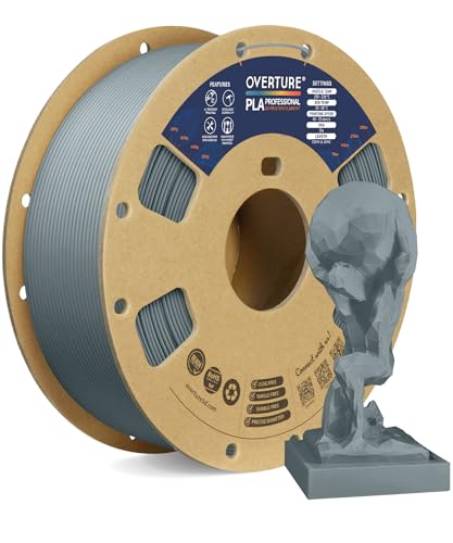 OVERTURE PLA Plus (PLA+) Filament 1.75mm, Stronger & More Durable, Professional Toughness 3D Printer Filament, 1kg (2.2lbs), Cardboard Spool, High Precision +/- 0.02mm (Light Grey)