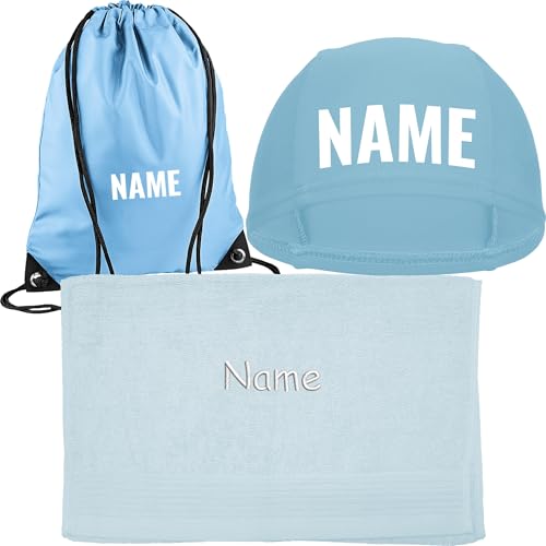 Kinder-Set Badekappe + Turnbeutel mit Namen...