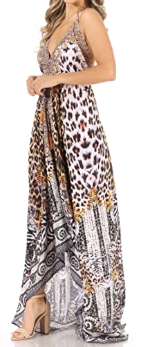 Image of Sakkas Lizi Womens Maxi High-Low Halter Handkerchief Long Dress Beach Party