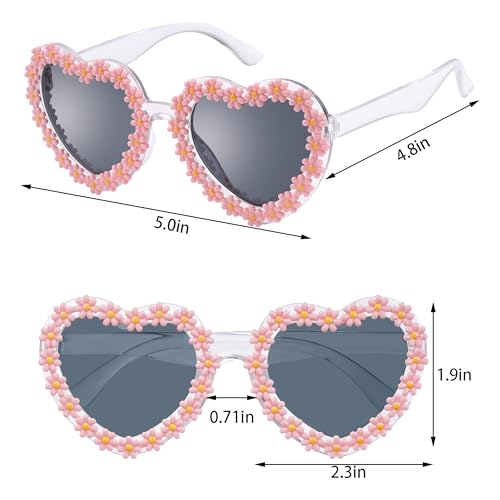 Kids Sunglasses for Girls and Boys Polarized Heart Shaped Sunglasses UV Protection Cute Flower Glasses2