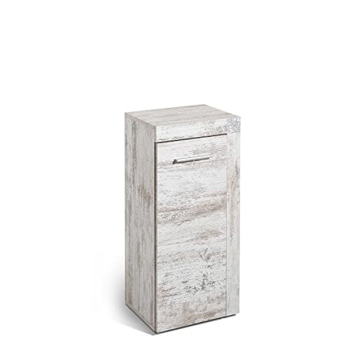 trendteam badrum högt skåp Cancun Boom Byrå i pinjevitt 36 x 79 x 23 cm Pine vit, shabby chic retro (Nb.)