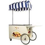 Todocarritos Carrito de Crepes Profesional con Plancha y Accesorios para Restaurantes y Eventos, con Estructura de Acero Lacado, Mostrador Inoxidable, Ruedas, Crepera y Toldo Desmontable. (Premium)