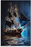 Pirate Ship Wall Art Old Ship Vintage Poster Home Decor Canvas Painting HD Picture Bedroom Living Ro