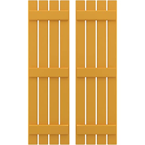 Ekena Millwork ARW401SB415X55TUH Americraft Four 3 Exterior Real Wood Spaced Board-n-Batten Shutters (Per Pair), 15 1/2"W x 55"H, Turmeric