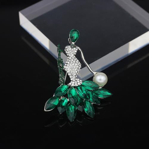 Image of Greek Sorority Brooch Pin for Women Sorority Gift Paraphernalia Jewelry Green Rhinestone Pearl Brooch Pin Sisterhood Graduation Gift for Soror Sister
