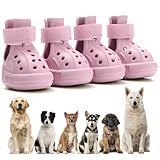 Dog Shoes for Hot Pavement,Non-Slip Waterproof Breathable Easy to Clean Put On and Take Off Dog Boots,Paw Protector for Hot Summer Roads Winter Snow (Pink, Size 8:(3.15'x2.56')(L*W))