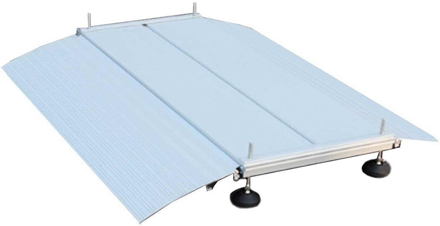 Rampa progowa, Rampa progowa do drzwi Aluminiowa rampa wejściowa dla wózków inwalidzkich, Model mostu Rampa progowa z regulowanymi stopkami wsporczymi, do schodów wejścio，134x74cm/
