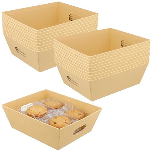 FAAING 20 Stück Präsentkorb Leer Pappe Geschenkkorb Pappe Groß Pappboxen Präsentkorbe Leer mit Griffen für Geschenkverpackung Geburtstage Weihnachten Hochzeit 25x21x9cm