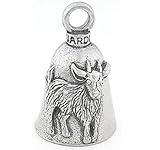 Guardian Bell Goat Good Luck Bell w/Keyring & Black Velvet Gift Bag | Motorcycle Bell | Lead-Free Pewter | Good Luck Gift to Friends & Family | Bike Bell | Made in USA, silber, 4 cm