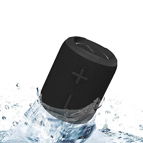 KOVE Mini Commuter 2 Portable Speaker - Black Bluetooth Speakers, Wireless with HD Louder Volume, Deep Bass Subwoofer, Microphone, IPX7 Water Resistant - Perfect Boom Box for Home, Outdoor or Travel