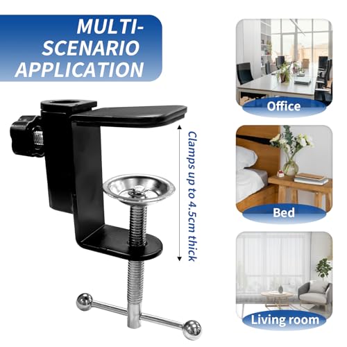 Faltbare Beamer Halterung für Bett, Desktop Projektorständer 360° Drehbare Projector Stand mit 1/4 Gewinde und C-Clip Verstellbarer Beamer Ständer für Heimkino Büro Spielzimmer, 1 Stück, Schwarz