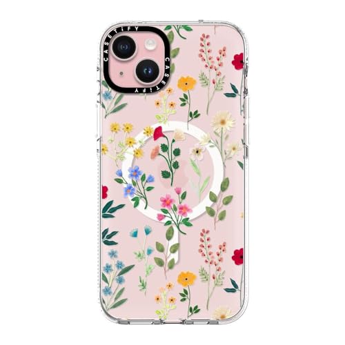 Coque transparente pour iPhone 15 Plus CASETiFY motif floral compatible MagSafe