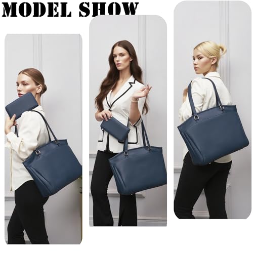 YZAOLL 15.6 Inch Laptop Tote Bag for Women,Lightweight Water-resistant Vegan Leather with Padded Sleeve Multi-Pocket Work Bag2