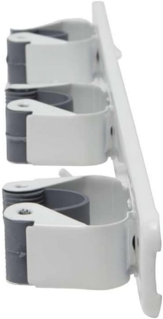 PARENCE.- Supporto da Parete a Triplo avvitamento per Scopa e Accessori - Gancio per Scopa 3 Supporti + 2 Ganci - 37cm