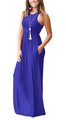 Image of DEARCASE Women's Sleeveless Summer Maxi Dress with Pockets,Beach,Vacation