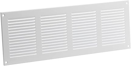 400x150mm Grille de Ventilation avec Moustiquaire - Grilles d'aération en Métal - Acier, Blanc