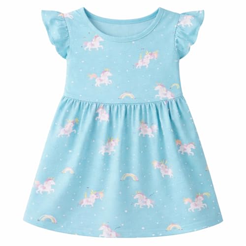 Image of EIO Girls Cotton Frock Dress Combo Pack | Multicolor Printed Knee Length Casual Dresses for Kids | Soft & Breathable Summer Wear Outfit