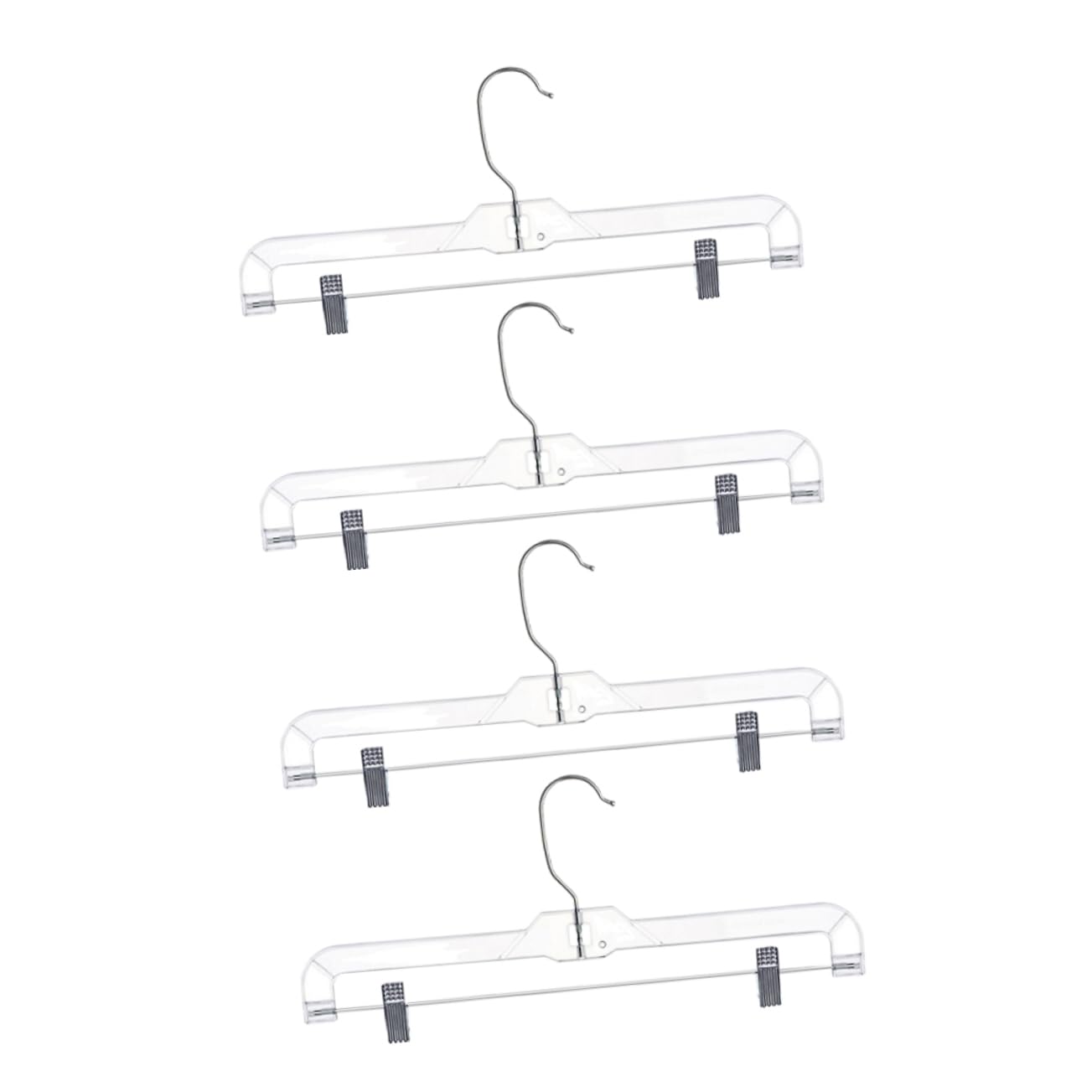 HOOTNEE 4Pcs Versatile Pants Hangers with Clips Plastic Closet Rack for Organizing Pants Jeans Shorts Dresses Space Saving Design for Efficient Closet Storage