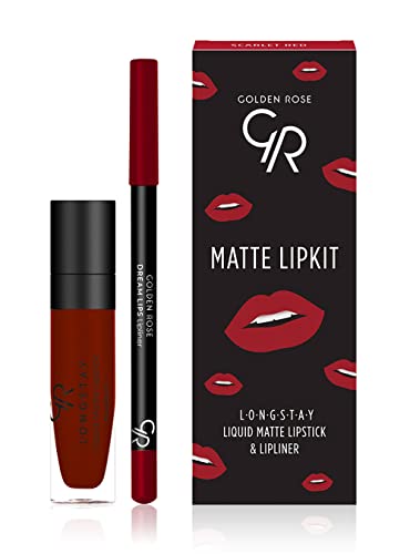 Golden Rose Lip Liner And Lipstick Set Matte Liquid Lipstick And Lip Liner Pencil Makeup Set #TOP14