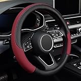LABBYWAY Steering Wheel Cover, Universal Fit 15 Inch Microfiber Leather Car Wheel Protector, Anti-Slip, Claret