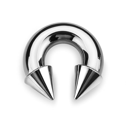 BodyBonita G23 Titanium Septum Rings 6G 8G 12G - Horseshoe Circular Barbell Spikes Stretched Pincher Nose Piercing Jewelry ASTM F136 Titanium Earrings for Women Men Silver 10 mm 12 mm