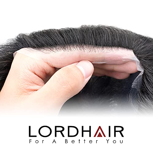 Lordhair Transparent Super Thin Skin Human Hair Replacement System (ATS1C1A), Jet Black - Image 4