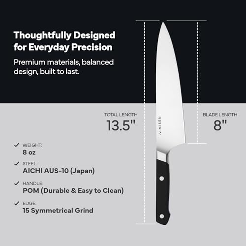 Image of Misen 8 Inch Chef Knife, AUS-10 Japanese Stainless Steel - Black
