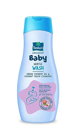 Parachute Advansed Baby Gentle Wash for New Born | Enriched with Virgin Coconut Oil | Gently cleanses in Hard water | Doctor certified | 410 ML