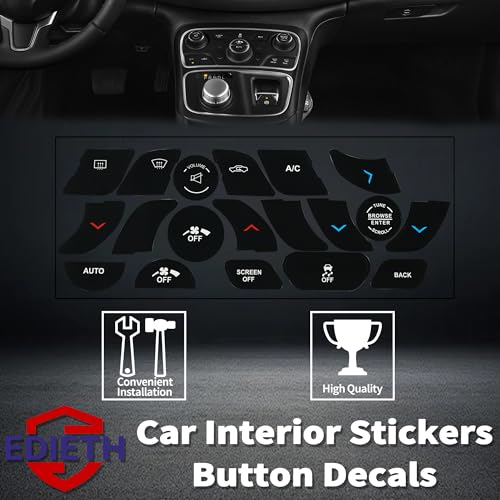 Image of Climate Control Button Decal Kit for Chrysler 200 & 300 2014-2017 - HVAC & Dash Switch Stickers