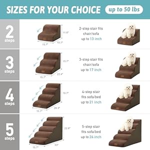   Dog-Stairs-Dog-Steps-Dog-Ramp-for-Small-dogs-and-CatsPets-Stairs-Pets-Steps-with-High-density-lightweight-Sponge-Suitable-for-High-Beds-SofaBrownFive-Steps