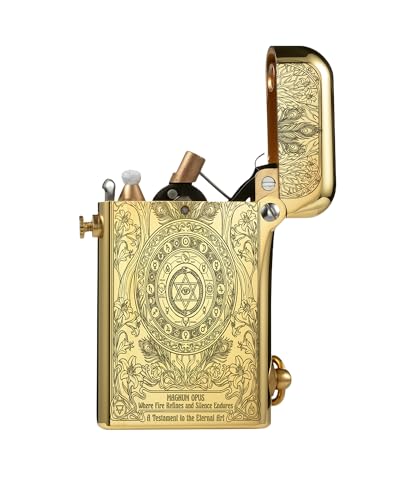 Encendedor clásico recargable THORENS de latón dorado miniatura 2