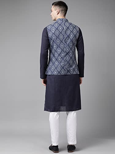 Image of See Designs Men & Beige Printed Pure Cotton Nehru Jacket