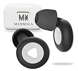 MAXMALA ® Tapones Oidos Reduccion Cancelacion Ruido Dormir anti ronquidos. Reduce sonido 35dB. Protección auditiva suave y reutilizable uso en concierto, deporte + estuche con 3 tallas (S-M-L) (NEGRO)