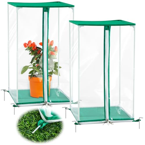 Nuanchu 1 Pcs Mini Greenhouse Portable Plant Flowers Mini Cover, 19.7 x 11.8 x 11.8 Inch Small PVC...