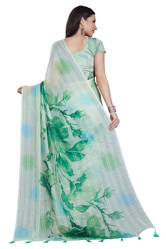 Image of RANI SAAHIBA Women's Printed Chiffon Saree Without Blouse Piece