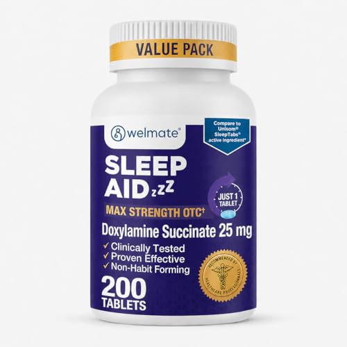WELMATE Sleeping Pills for Adults - Doxylamine Succinate 25mg Nighttime