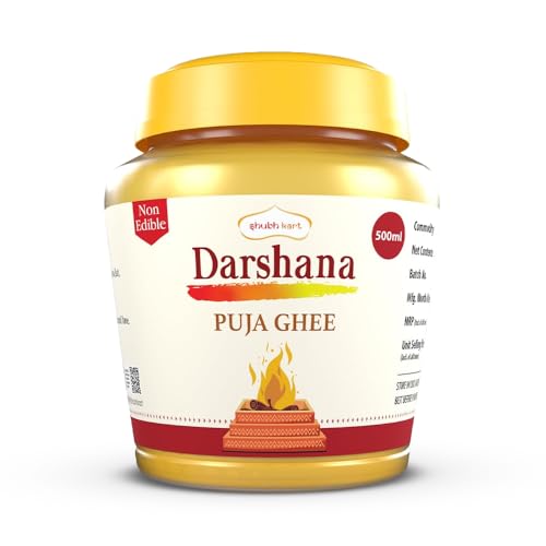 Shubhkart Darshana Puja Ghee - 500 ML for Daily Puja, Festivals| Puja Deepam Oil (Ghee for Pooja) Puja Ghee for Diya or lamp and Wicks or Batti | Rich in Aroma | Non-Edible | Diwali Lights | Diwali Pooja Items