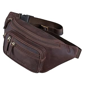STILORD ‘Greg’ Riemtas leer bruin vintage heup tas mannen vrouwen belt bag voor sportfestival mobiele telefoon gereedschap hondje tas echt leder, Kleur:granada – bruin
