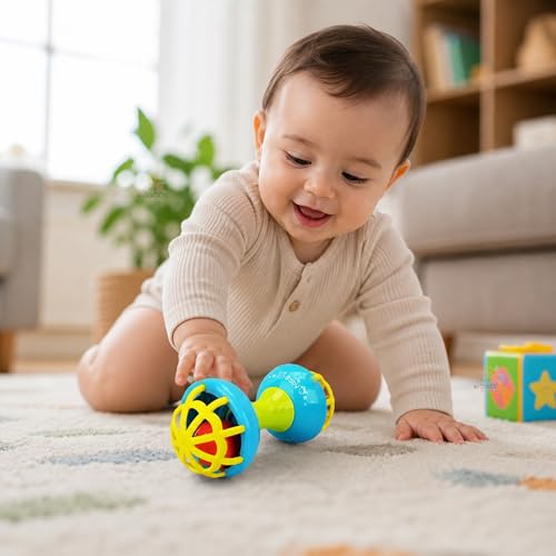 Image of WISHKEY Plastic Colorful Rattles for Infants, BPA Free Non-Toxic Shake & Grab Toys for New Born Babies, Early Age Toys for Kids, 0-6 Months, Multicolor (Pack of 2)