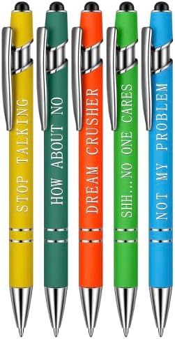 10 x Bulk Pack of Funny Ballpoint Pens / Tablet Stylus for Office or Work Use | Rude Joke Pens | Pack of Amusing Novelty Pens | Insulting Friends Colleagues | Black Ink | Rubber Top Tip Stylus