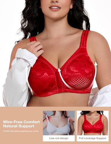 Image of Wingslove Women's Minimizer Bras Full Coverage Wirefree Comfort Plus Size Bra Large Bust Non Padded