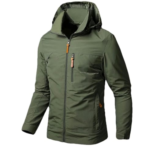 ZMIN Jaqueta masculina corta-vento à prova d'água com capuz militar jaqueta masculina de combate ou