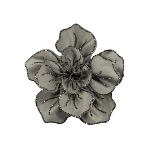 Image of Fabric Rhinestone Flower Big Brooch Lapel Pins for Women Elegant Crystal Floral Brooches Pin for Dresses Suit Accessories Jewelry Boutonniere Corsage Wedding Party 5.5in