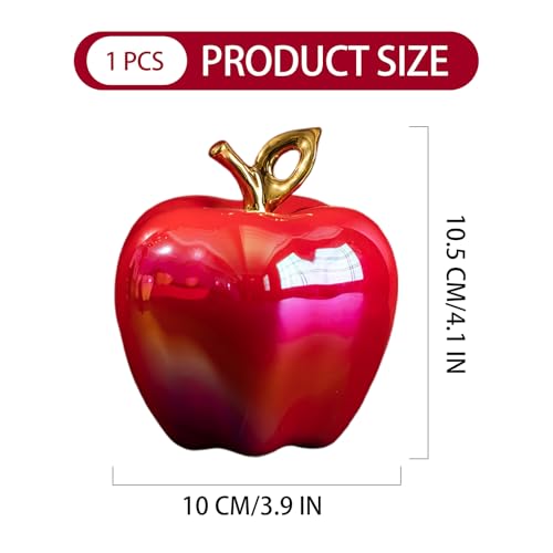 Estatua de Fruta Cerámica Manzana Roja para Decoración miniatura 2