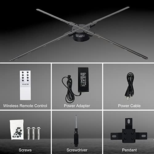 Wisvanai 3D Hologram Fan Projector, 39.4In High-Resolution Holographic Video Projector, Advertising Display Fan With Wifi, 1024 Led Beads & Bluetooth Speaker Supported #TOP2