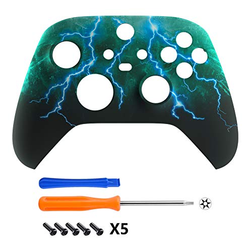Extremerate Green Storm Thunder Soft Touch Front Housing Shell Faceplate For Xbox Series X And Xbox Series S Controller Custom Accessories - Controller Not Included #TOP2